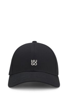 Stacked-logo cap in cotton twill, Black