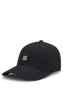 Gorra en sarga de algod&oacute;n con letras de logo apilado, Negro