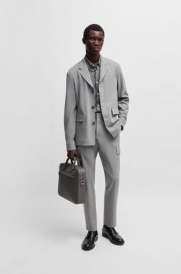 Slim-fit shirt structured performance-stretch fabric