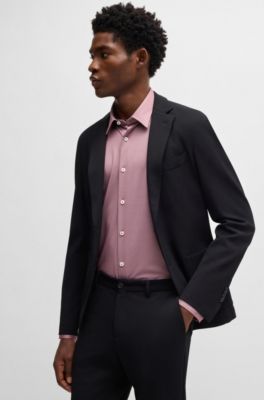 Camisa slim fit en tejido el&aacute;stico t&eacute;cnico con estructura, Rosa oscuro