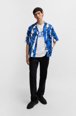 HUGO - Regular-fit T-shirt in cotton with logo graphic - White