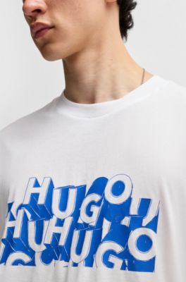 Camiseta regular fit de algod&oacute;n con gr&aacute;fico de logo, Blanco