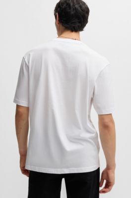 HUGO - Regular-fit T-shirt in cotton with logo graphic - White