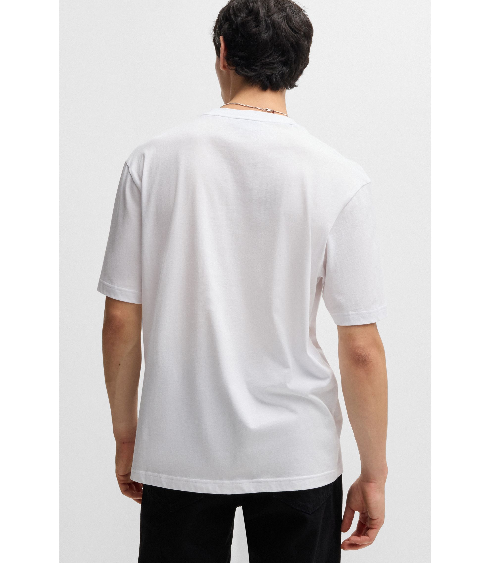 HUGO - Regular-fit T-shirt in cotton with logo graphic - White