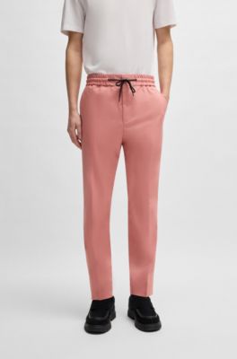 Pantalones extra slim fit de algod&oacute;n el&aacute;stico con tacto de papel, Rosa claro