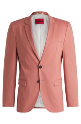 Chaqueta extra slim fit de algod&oacute;n el&aacute;stico con tacto de papel, Rosa claro