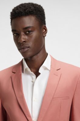 Chaqueta extra slim fit de algod&oacute;n el&aacute;stico con tacto de papel, Rosa claro