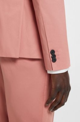 Chaqueta extra slim fit de algod&oacute;n el&aacute;stico con tacto de papel, Rosa claro