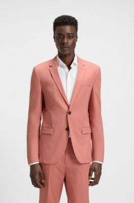 Chaqueta extra slim fit de algod&oacute;n el&aacute;stico con tacto de papel, Rosa claro