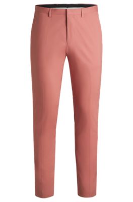 Pantalones extra slim fit de algod&oacute;n el&aacute;stico con tacto de papel, Rosa claro