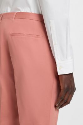 Pantalones extra slim fit de algod&oacute;n el&aacute;stico con tacto de papel, Rosa claro