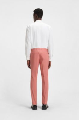Pantalones extra slim fit de algod&oacute;n el&aacute;stico con tacto de papel, Rosa claro