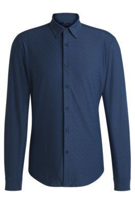 Slim-fit shirt performance-stretch monogram jacquard