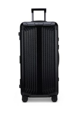 BOSS | Samsonite anodized-aluminum trunk-style suitcase with monograms, Black