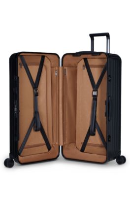 BOSS | Samsonite anodized-aluminum trunk-style suitcase with monograms, Black