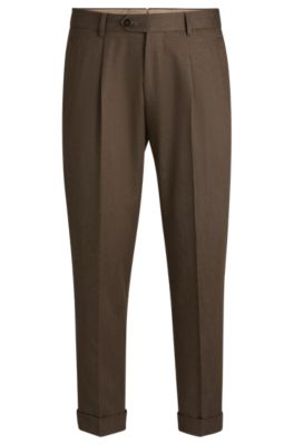 Relaxed-fit trousers in patterned virgin wool, Light Green