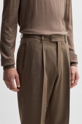 Relaxed-fit trousers in patterned virgin wool, Light Green