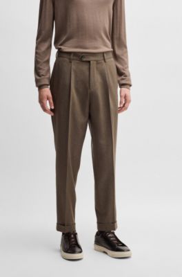 Relaxed-fit trousers in patterned virgin wool, Light Green