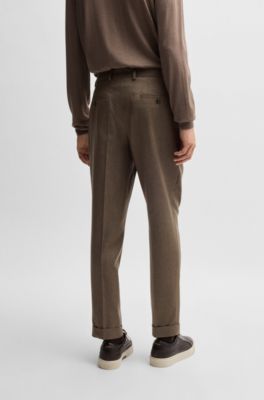 Relaxed-fit trousers in patterned virgin wool, Light Green