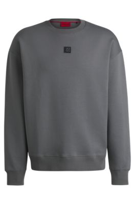 Sudadera de algod&oacute;n con insignia de logo apilado, Gris claro