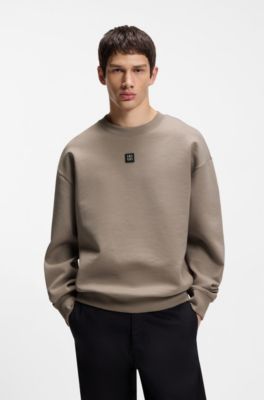 Stacked-logo sweatshirt in a cotton blend, Light Brown