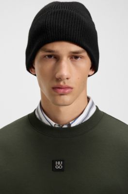 Sweat en coton m&eacute;lang&eacute; &agrave; badge logot&eacute; revisit&eacute;, Vert sombre