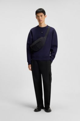 Stacked-logo sweatshirt in a cotton blend, Dark Blue