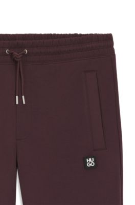 Bas de surv&ecirc;tement en coton m&eacute;lang&eacute; avec logo revisit&eacute;, Brun chin&eacute;