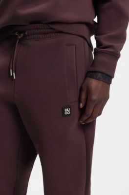 Bas de surv&ecirc;tement en coton m&eacute;lang&eacute; avec logo revisit&eacute;, Brun chin&eacute;