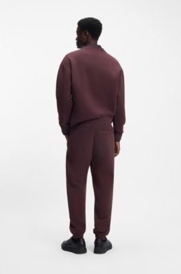 Bas de surv&ecirc;tement en coton m&eacute;lang&eacute; avec logo revisit&eacute;, Brun chin&eacute;