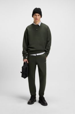 Stacked-logo tracksuit bottoms in a cotton blend, Dark Green
