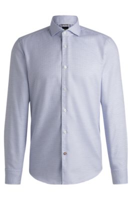 Camisa casual fit de algod&oacute;n estampado, Azul