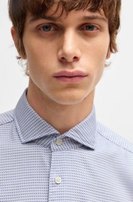 Camisa casual fit de algod&oacute;n estampado, Azul