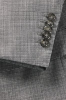 Traje regular fit en lana virgen y seda, Plata