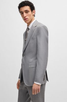 Traje regular fit en lana virgen y seda, Plata