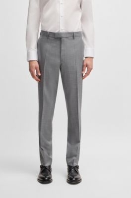 Traje regular fit en lana virgen y seda, Plata