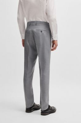 Traje regular fit en lana virgen y seda, Plata