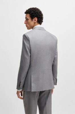 BOSS - Regular-fit suit in wool and silk - Silver