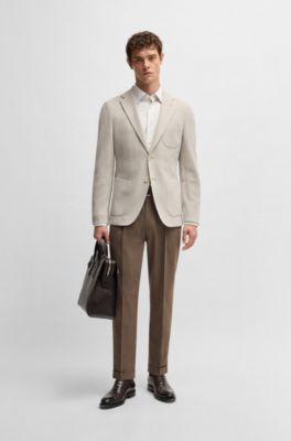 Blazer slim fit en lana virgen, algod&oacute;n y cashmere, Blanco