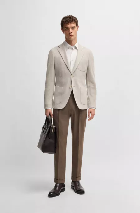 Slim-fit blazer in virgin wool, cotton and cashmere