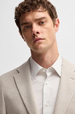 Blazer slim fit en lana virgen, algod&oacute;n y cashmere, Blanco