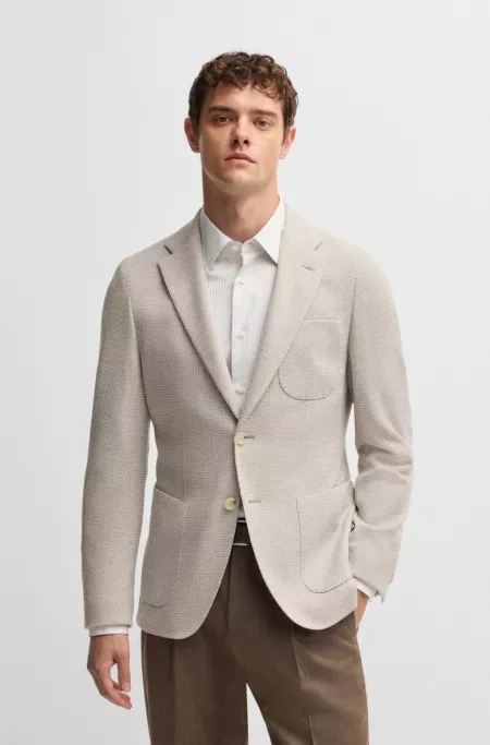 Slim-fit blazer in virgin wool, cotton and cashmere