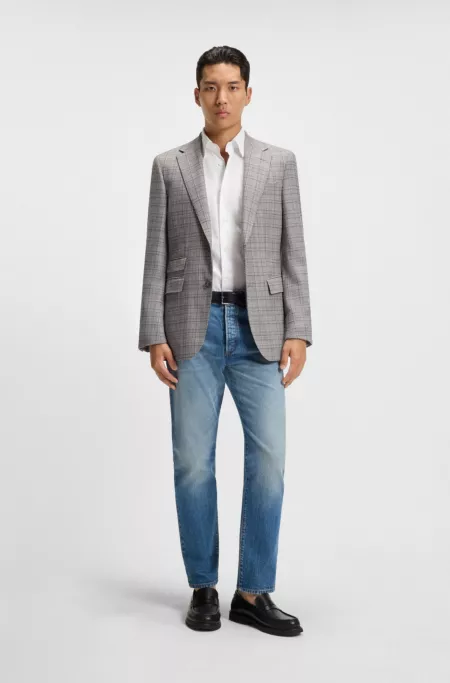 Regular-fit blazer in checked stretch wool