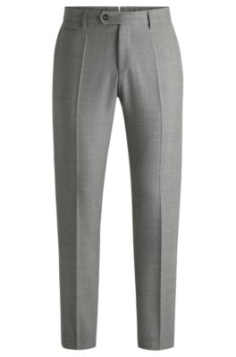 Hugo Boss Slim-fit Trousers In Melange Wool In Grey