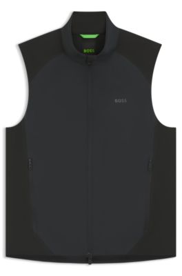 Chaleco de golf repelente al agua con detalles reflectantes decorativos, Negro