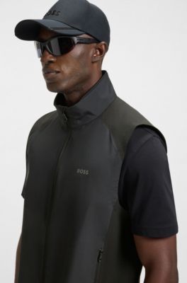 Water-repellent golf vest with decorative reflective details, Black