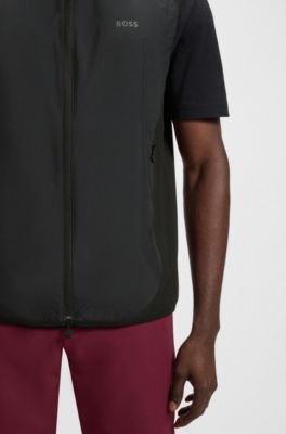 Chaleco de golf repelente al agua con detalles reflectantes decorativos, Negro