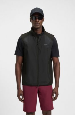Water-repellent golf vest with decorative reflective details, Black