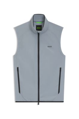 Water-repellent golf vest with decorative reflective details, Dark Grey