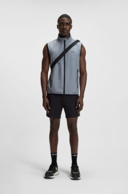 Chaleco de golf repelente al agua con detalles reflectantes decorativos, Gris oscuro